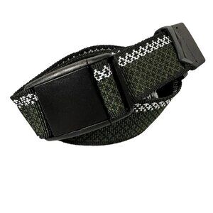 Braided Nylon Ribbon Belt With Black Push Release Buckle Black & Green 43" NEW